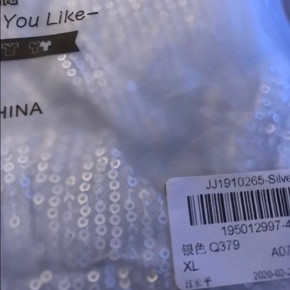 V-Neck Long Sleeve Silver Jumpsuit (With Belt) - Picture 1 of 4